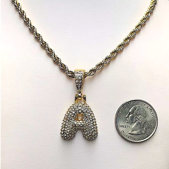 ☃️BOGO50%☃️🆕✨GOLD A ✨BUBBLE LETTER INITIAL NECKLACE - Picture 8 of 15